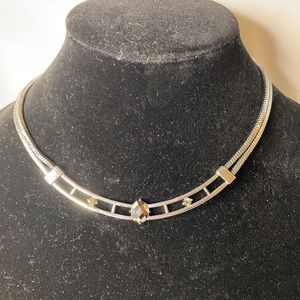 Vera Wang neckless silver with gray/black stones $20
